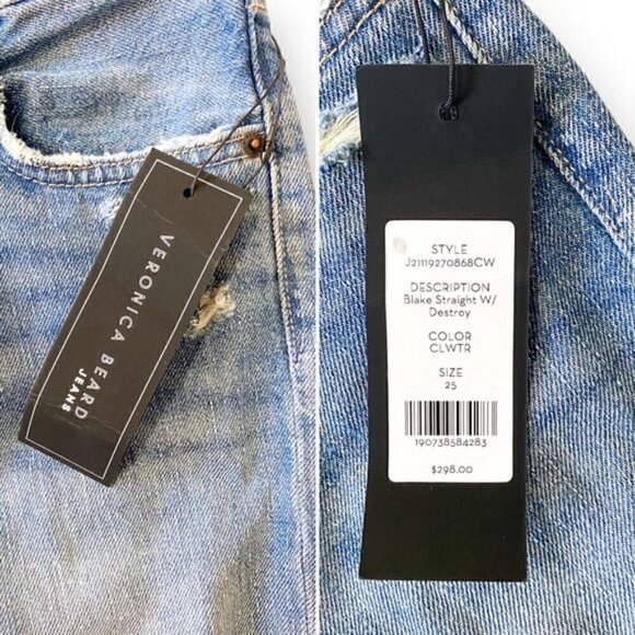 NWT Veronica‎ Beard Blake  Straight jeans with Destory, size 25 - Picture 11 of 15